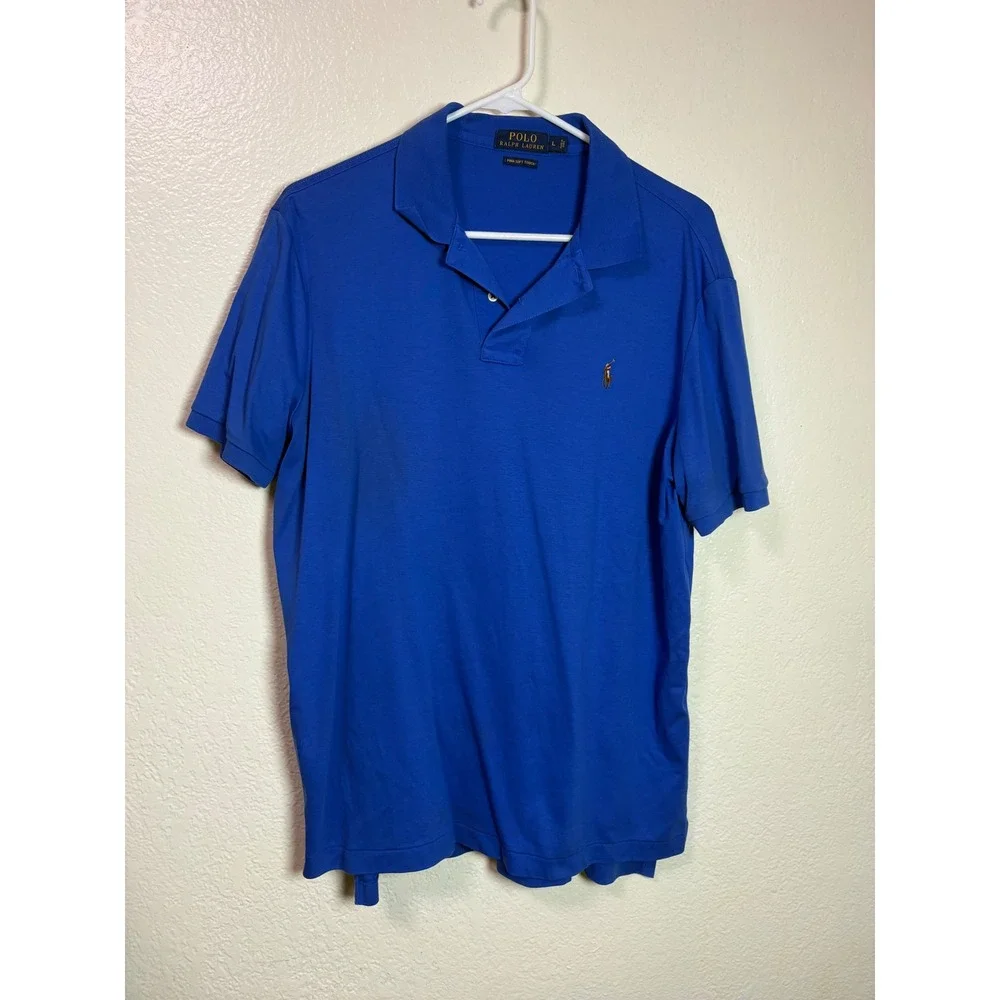 Polo Ralph Lauren Mens Pima Soft Touch Polo Shirt Blue Large Multi Pony Logo